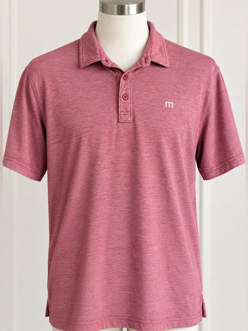 TravisMathew Men’s XL Red Heather Pima Cotton Golf Polo Shirt Performance